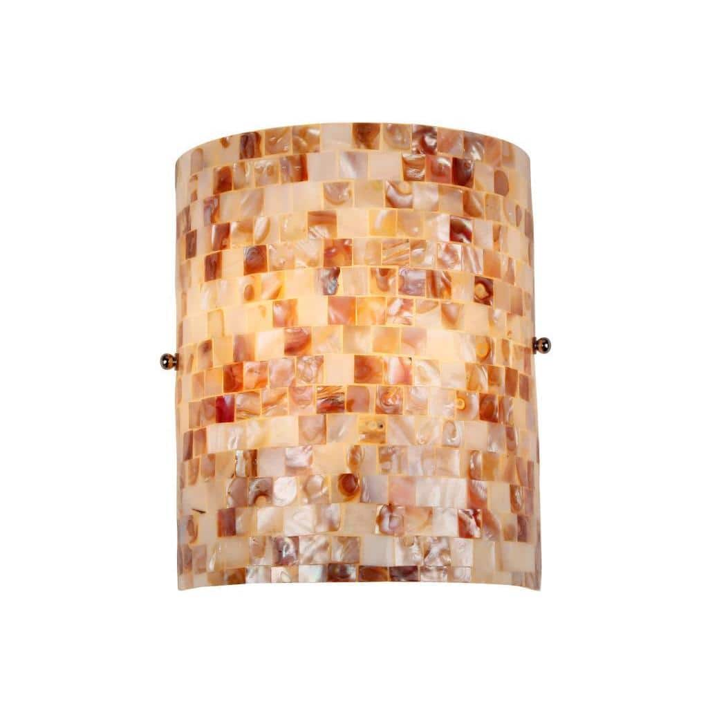 The Curated Nomad Del Paso Sea Shell Mosaic and Glass 1-light Wall Sconce