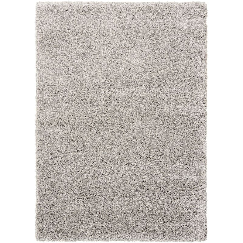 Nourison Amore Shag Area Rug - Casual/Modern & Contemporary/Shag - Light Grey - Solid - 4' x 6' - Rectangle - Synthetic/Polypropylene - 3'11" x 5'11"/Surplus - Aqua