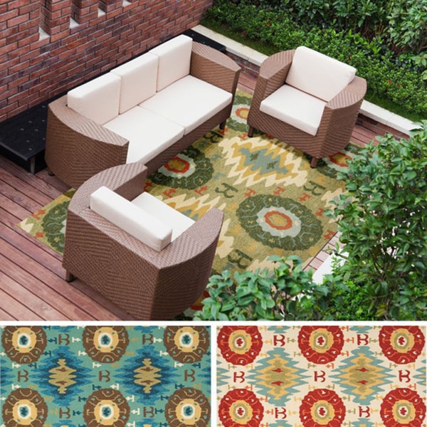 Hand-Hooked Melissa Geometric Indoor/ Outdoor Area Rug (8' x 10'6)