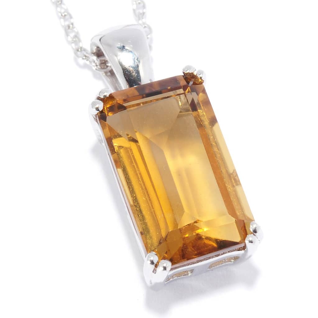 Sterling Silver Whiskey Quartz Solitaire Pendant