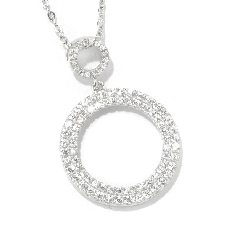 Sterling Silver White Zircon Double Circle Pendant