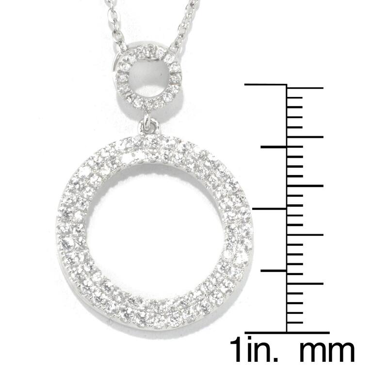 Sterling Silver White Zircon Double Circle Pendant