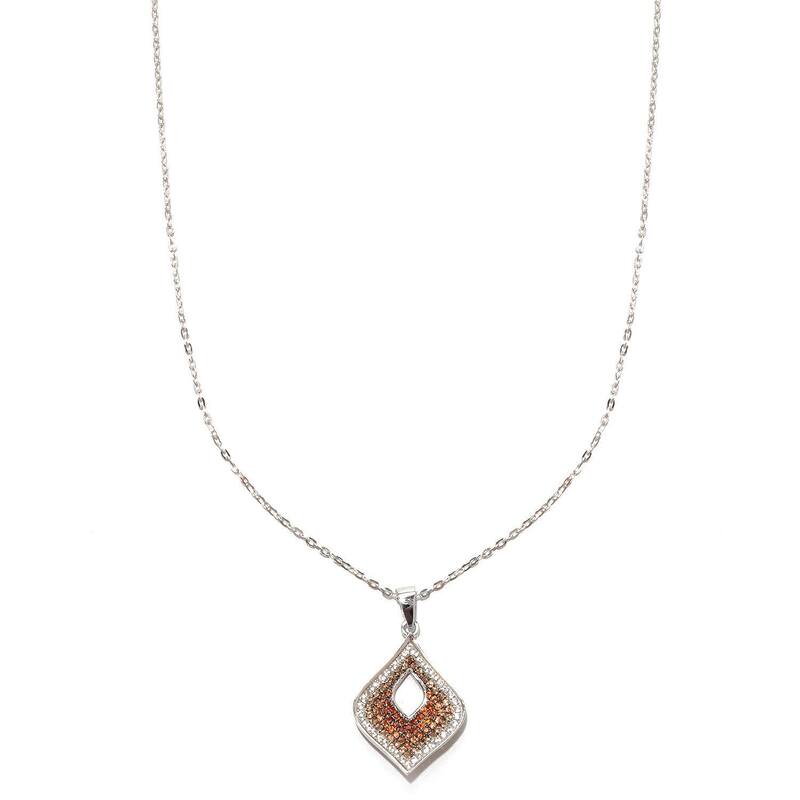Sterling Silver 1 1/2ct TGW Mocha and White Zircon 18-inch Pendant Chain Necklace