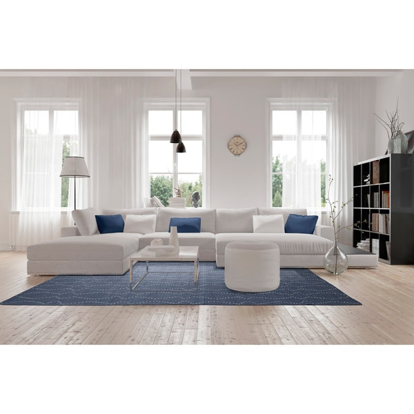 Hollywood Grey Stitch Flatweave Rug (9' x 12') - 9' x 12'