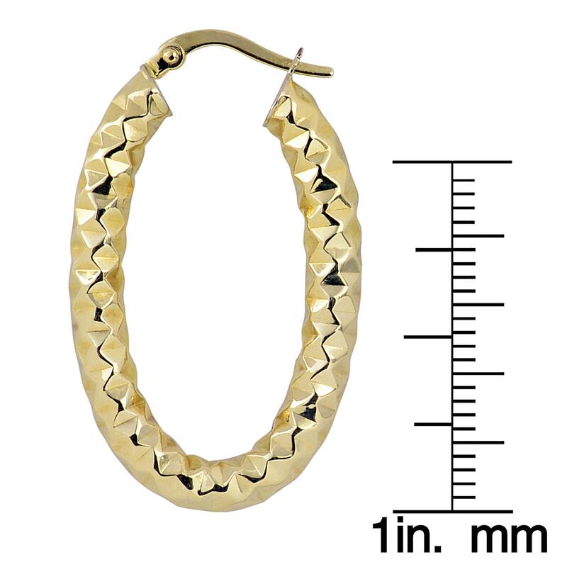 Fremada 10k Yellow Gold 4-mm Diamond-cut Elongated Hoop Earrings