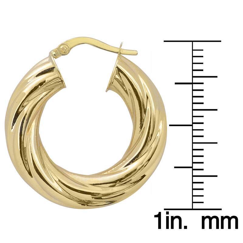 Fremada 10k Yellow Gold 6x15-mm High Polish Swirl Design Bold Hoop Earrings