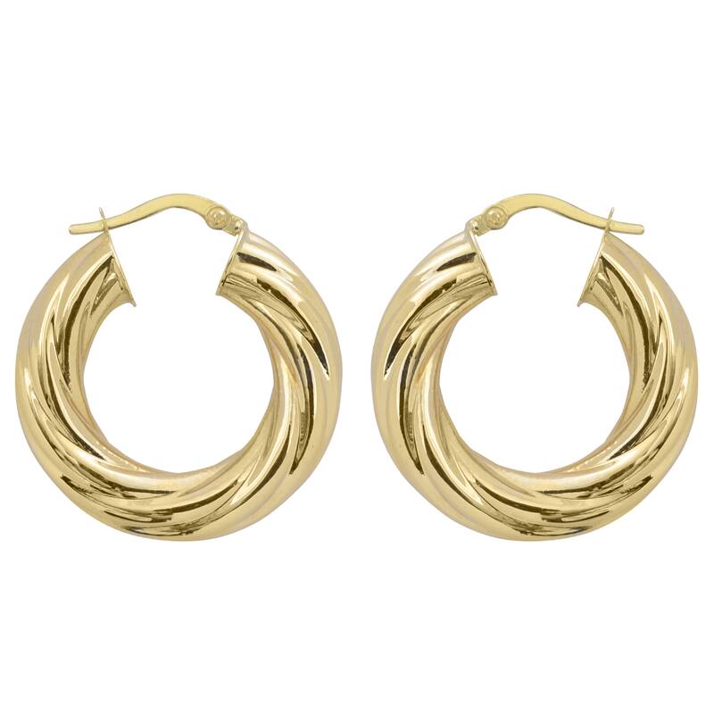 Fremada 10k Yellow Gold 6x15-mm High Polish Swirl Design Bold Hoop Earrings