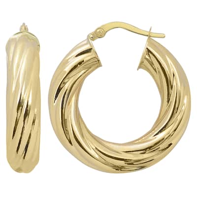 Fremada 10k Yellow Gold 6x15-mm High Polish Swirl Design Bold Hoop Earrings