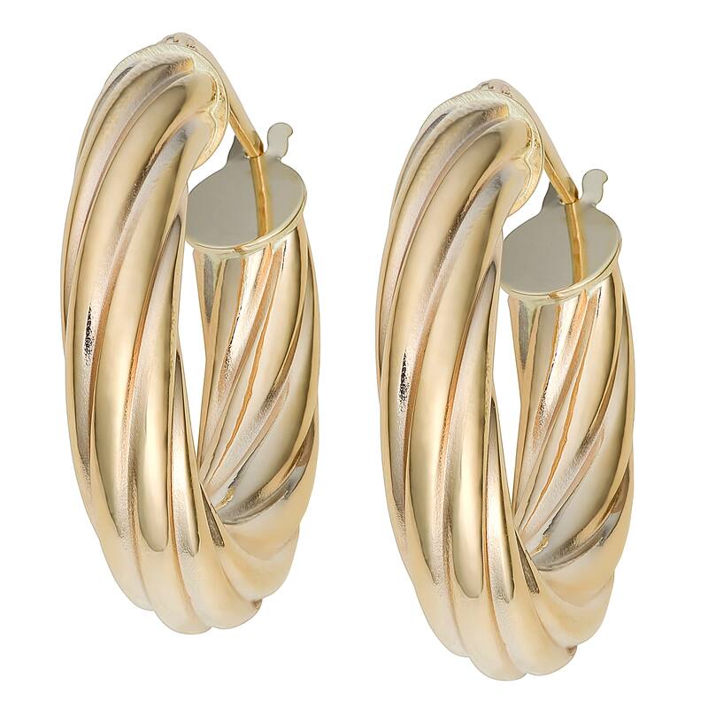 Fremada 10k Yellow Gold 4.5-mm High Polish Swirl Design Oval Hoop Earrings