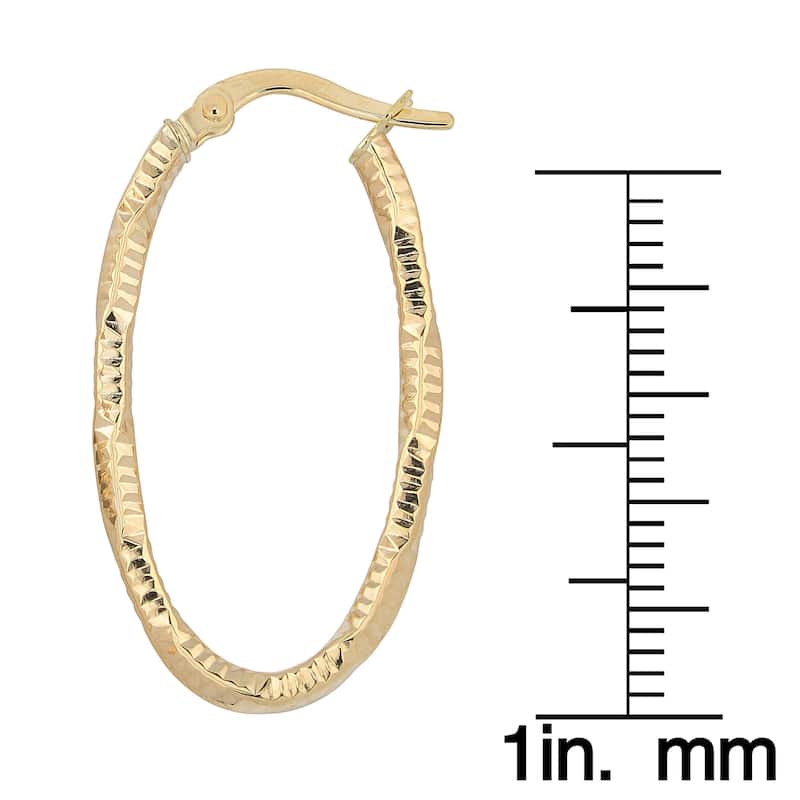 Fremada 10k Yellow Gold Textured Oval Hoop Earrings