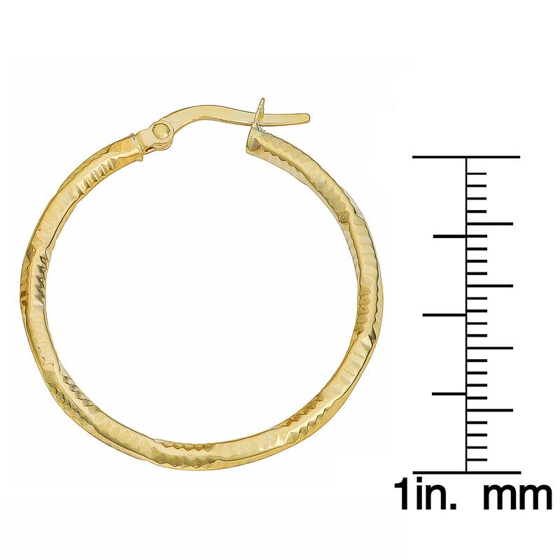 Fremada 10k Yellow Gold 2x25-mm Textured Round Hoop Earrings
