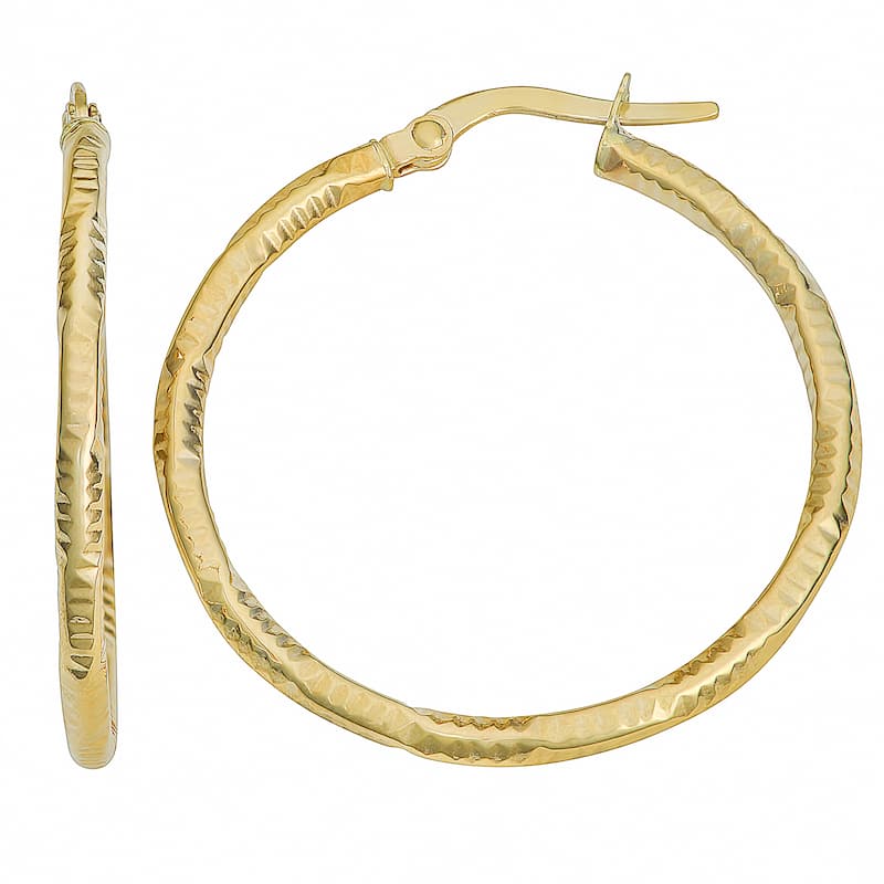 Fremada 10k Yellow Gold 2x25-mm Textured Round Hoop Earrings