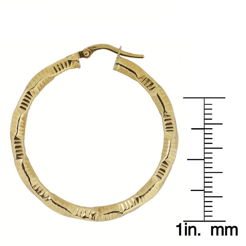 Fremada 10k Yellow Gold 3 x 30mm Stylish Round Hoop Earrings