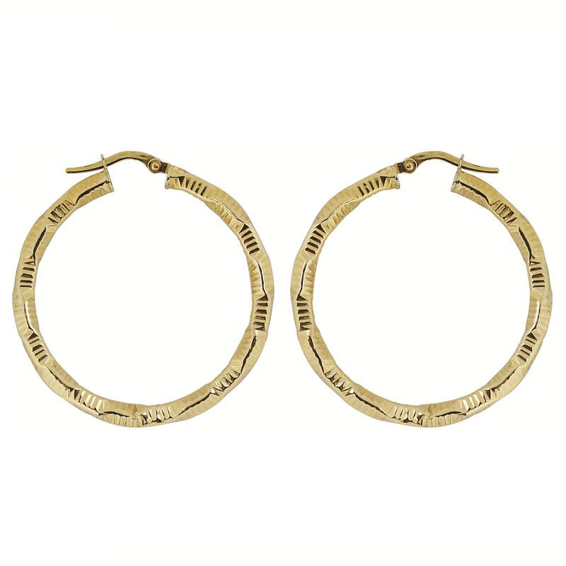 Fremada 10k Yellow Gold 3 x 30mm Stylish Round Hoop Earrings