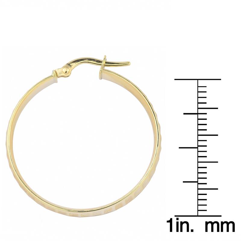 Fremada 10k Yellow Gold Ripple Design Surface Hoop Earrings