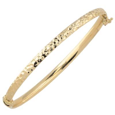 Fremada 10k Yellow Gold 4-mm Hammered Surface Design Bangle
