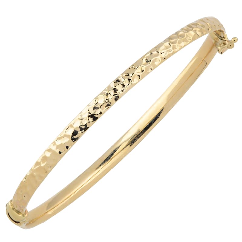 Fremada 10k Yellow Gold 4-mm Hammered Surface Design Bangle