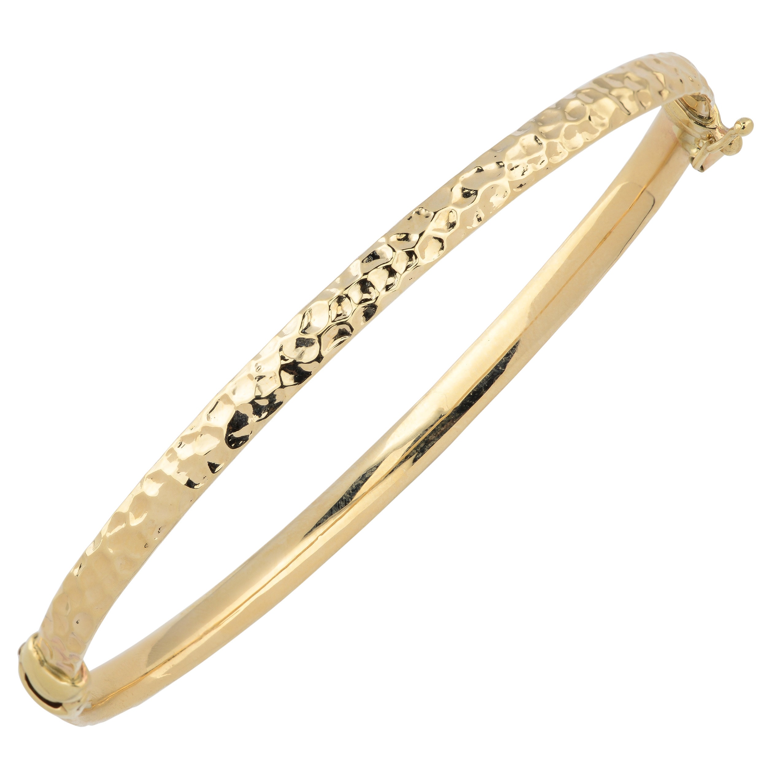 Au Naturale 10k Yellow Gold 4-mm Hammered Surface Design Bangle