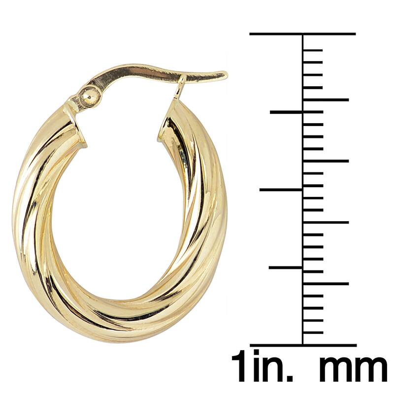 Fremada 10k Yellow Gold High Polish Swirl Design Elongated Hoop Earrings