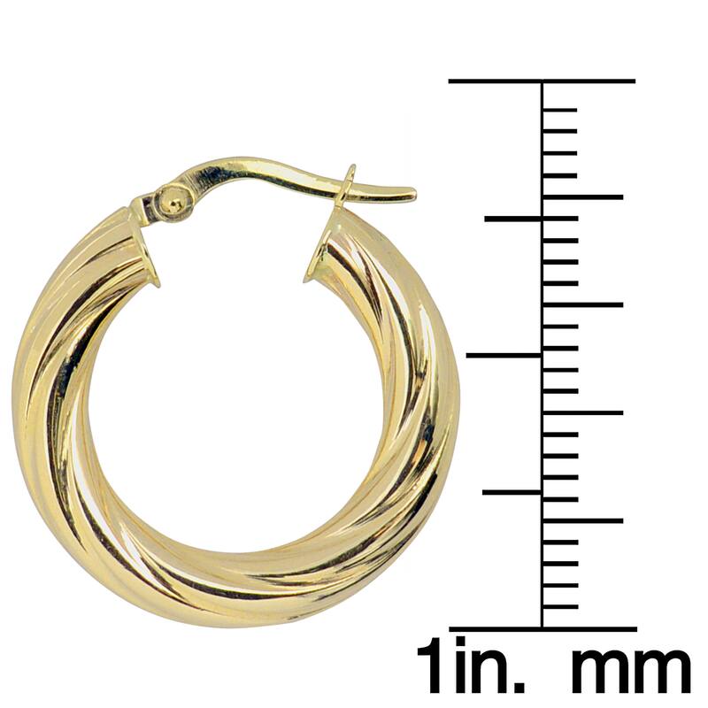 Fremada 10k Yellow Gold Swirl Design Hoop Earrings
