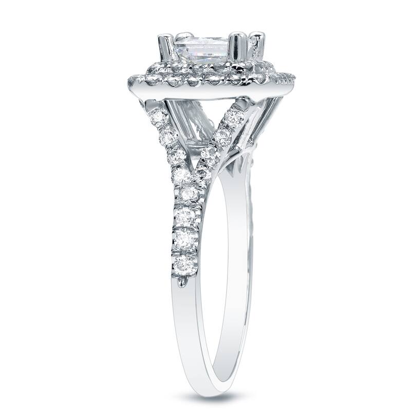 Auriya 2 1/2ctw Certified Princess Cut Halo Diamond Engagement Ring 14k Gold