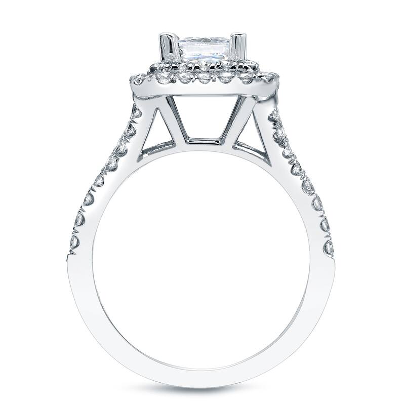 Auriya 2 1/2ctw Certified Princess Cut Halo Diamond Engagement Ring 14k Gold