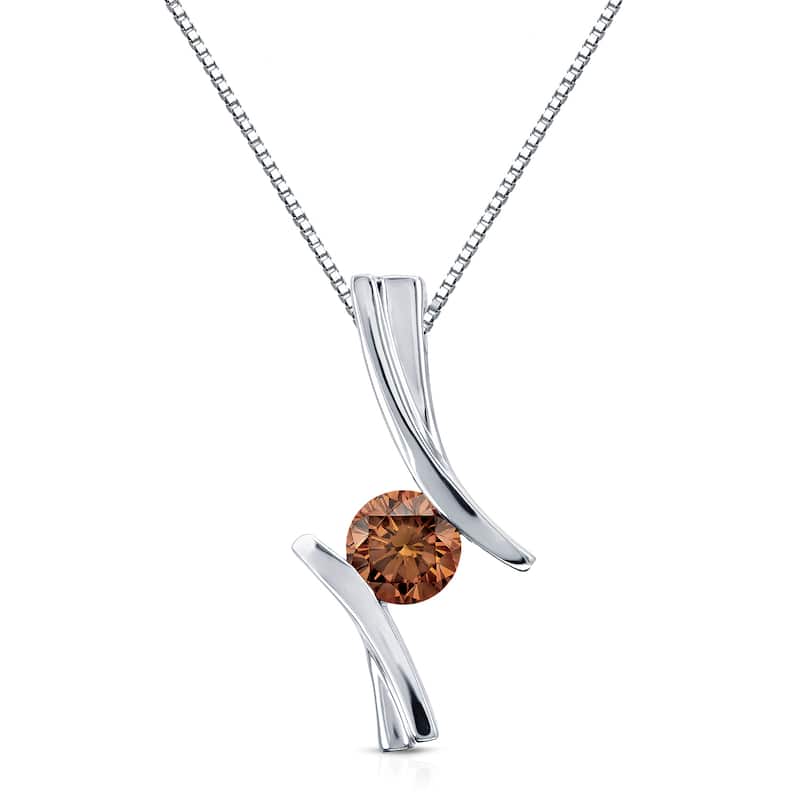 Auriya 14k White Gold 1/2ct TDW Brown Diamond Necklace (SI1-SI2)