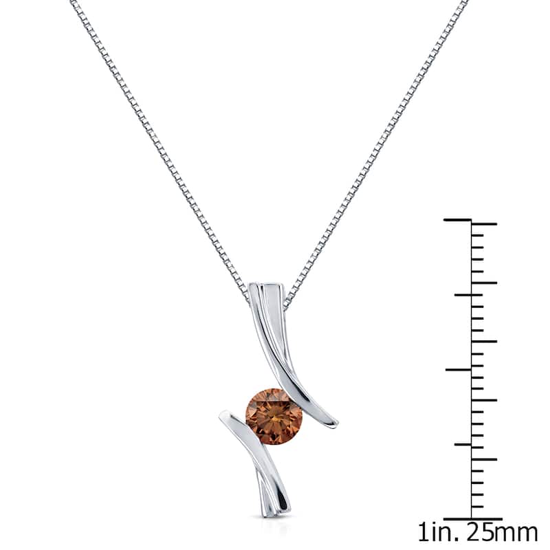 Auriya 14k White Gold 1/2ct TDW Brown Diamond Necklace (SI1-SI2)