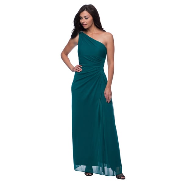 Shop Alex Evenings Women's Emerald Frost Long One-shoulder Evening Gown ...