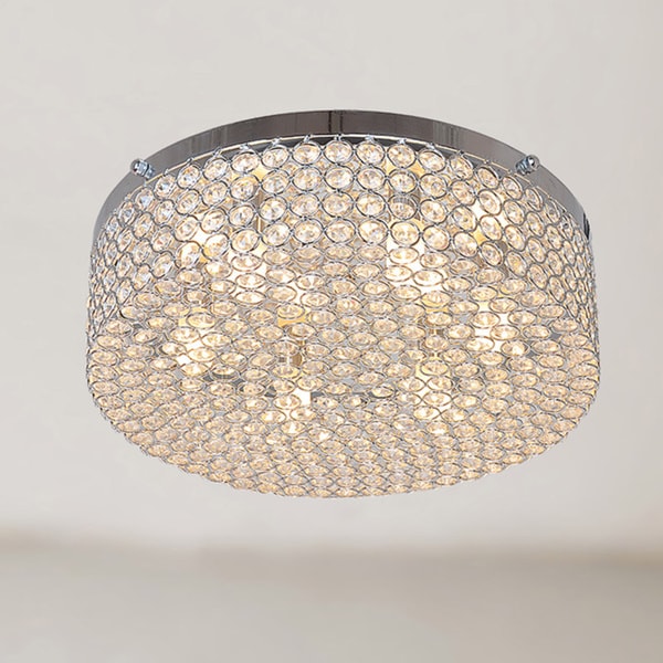 Berta 6-light Chrome Flush Mount Chandelier with Clear Crystals ...
