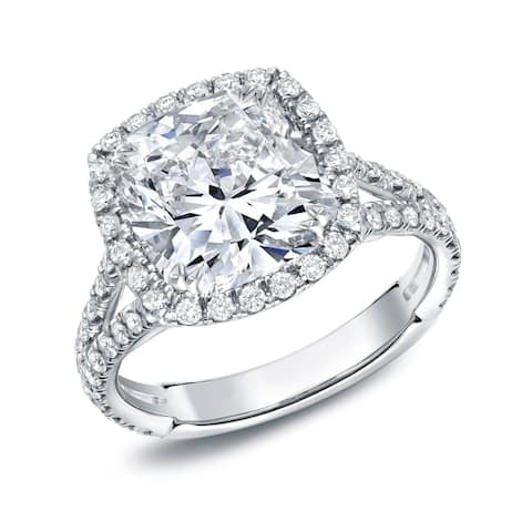 Auriya 18k Gold 4 1/3ctw Cushion-cut Halo Diamond Engagement Ring