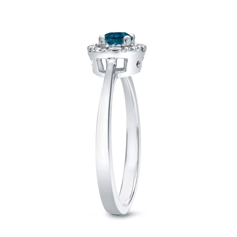 Auriya 1/2ctw Halo Blue Diamond Engagement Ring 14k Gold