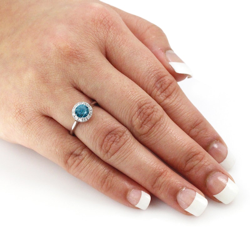 Auriya 1/2ctw Halo Blue Diamond Engagement Ring 14k Gold