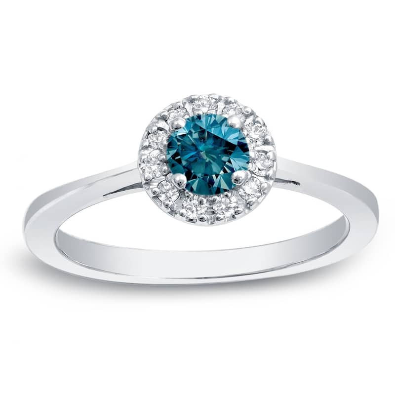 Auriya 1/2ctw Halo Blue Diamond Engagement Ring 14k Gold