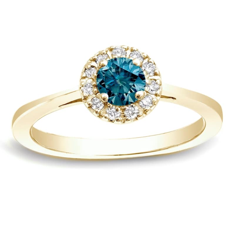 Auriya 1/2ctw Halo Blue Diamond Engagement Ring 14k Gold - 4.5 - Yellow