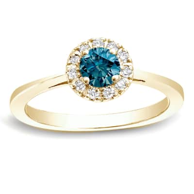 Auriya 1/2ctw Halo Blue Diamond Engagement Ring 14k Gold