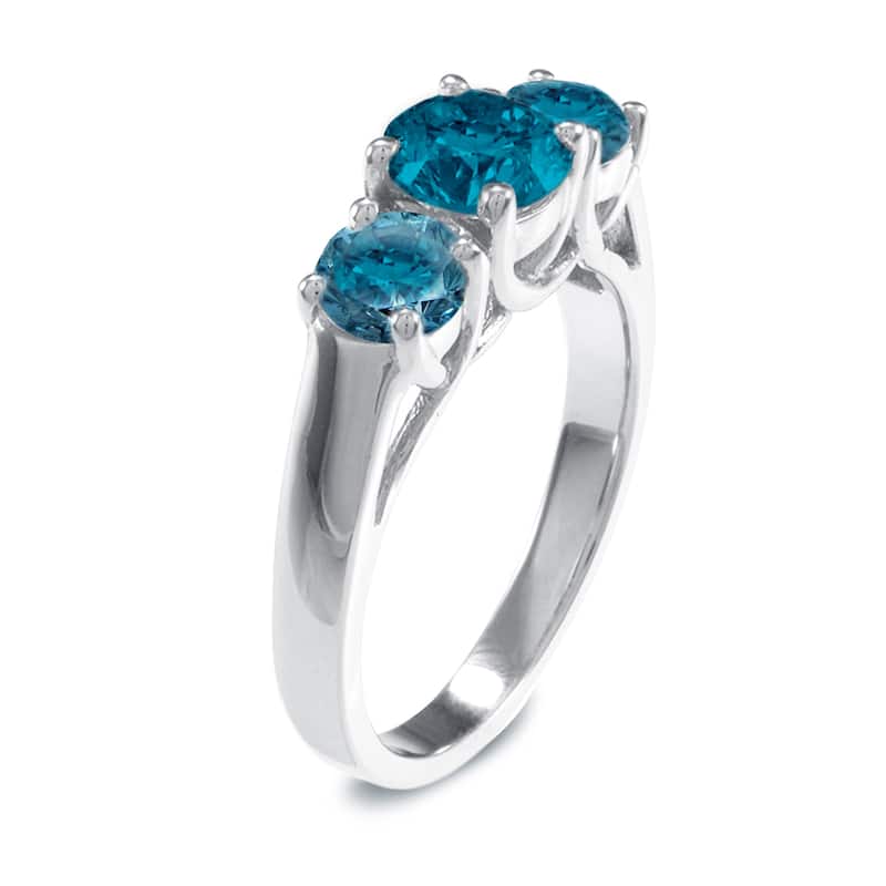 Auriya 14k Gold 2ctw 3-Stone Blue Diamond Engagement Ring (I1-I2)