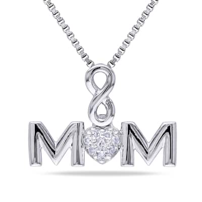 Miadora Sterling Silver Diamond Accent Mom Infinity Heart Necklace