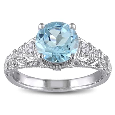 Miadora Sterling Silver 2 1/3ct TGW Blue Topaz and Diamond Accent Cocktail Ring