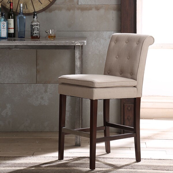 Tiffany Linen Fabric Buttonback Counter Stool Free Shipping Today