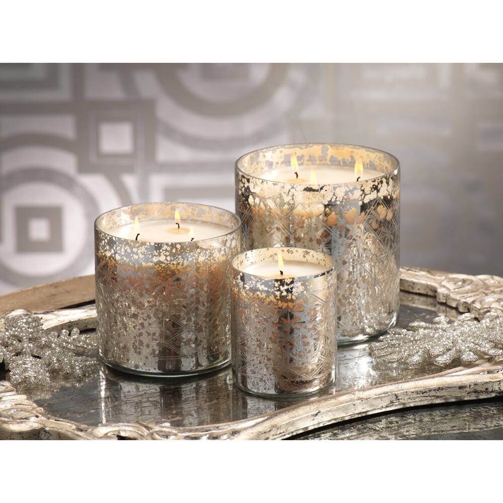 Antique Mercury Glass Diamond-cut Candle Jar