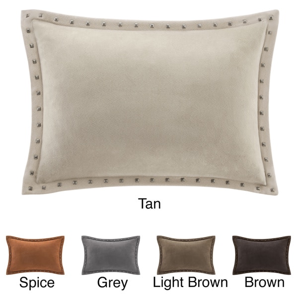Madison Park Stud Trim Suede Feather Down Filled Oblong Throw Pillow - Free Shipping On Orders ...