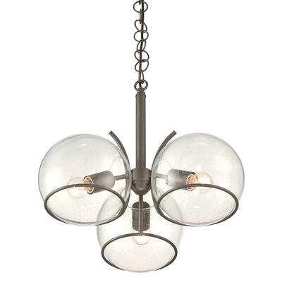 Varaluz Watson Clear Seedy Glass and Metal 3-light Chandelier