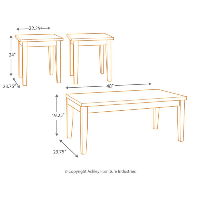Signature Design by Ashley Maysville 3 Piece Occasional Table Set - 48"W x 23.75"D x 19.25"H