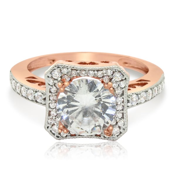 Gioelli 10k Rose  Gold  Round cut Cubic  Zirconia  Engagement  