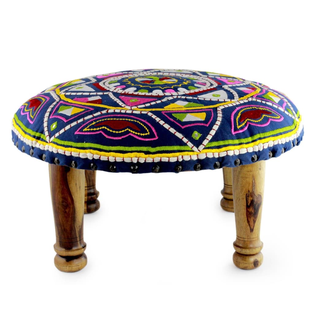 Handmade Seesham Wood Galaxy Foot Stool (India)