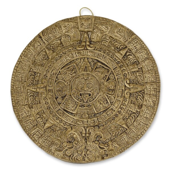 Handmade Ceramic 'Aztec Calendar in Brown' Wall Plaque (Small) (Mexico