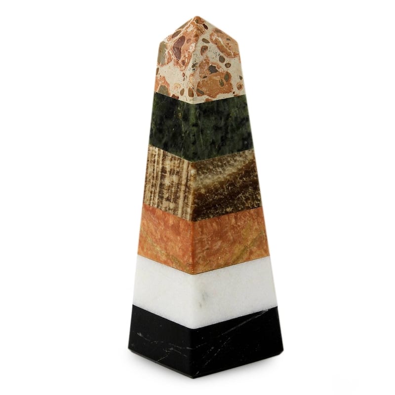 Handmade Multi-Gemstone 'Total Energy' Obelisk Small Sculpture - Multi