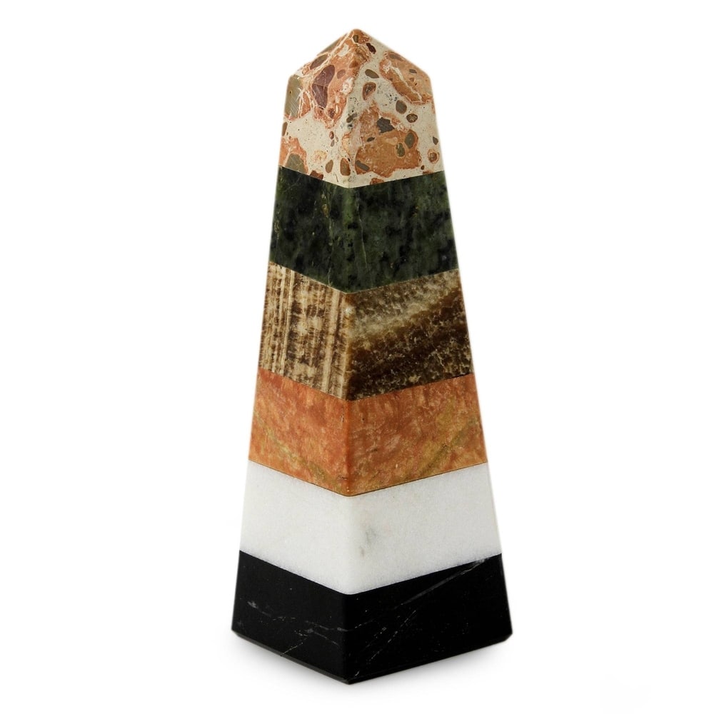 Handmade Multi-Gemstone 'Total Energy' Obelisk Small Sculpture
