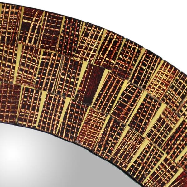 Handmade Mumbai Maze Brown Gold And Maroon Glass Tile Mosaic Art Decor Accent Contemporary Round Wall Mirror India Overstock 9447123